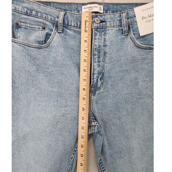 Abercrombie & Fitch High Rise The Skinny Size 32 14short Distressed Jeans Pants - Picture 3 of 8
